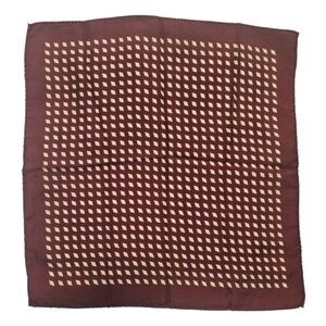 Silk Diamond Pattern Cream & Brick Red Hand Rolled Pocket Square
